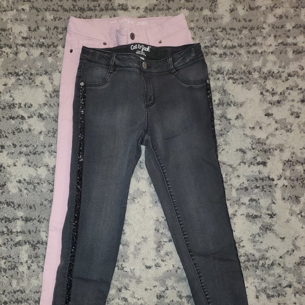 Cat & Jack Pink And Black Jeans || sz 12 EUC